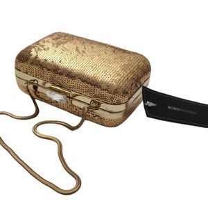BCBGMAXAZRIA gold sequined convertible clutch NWT